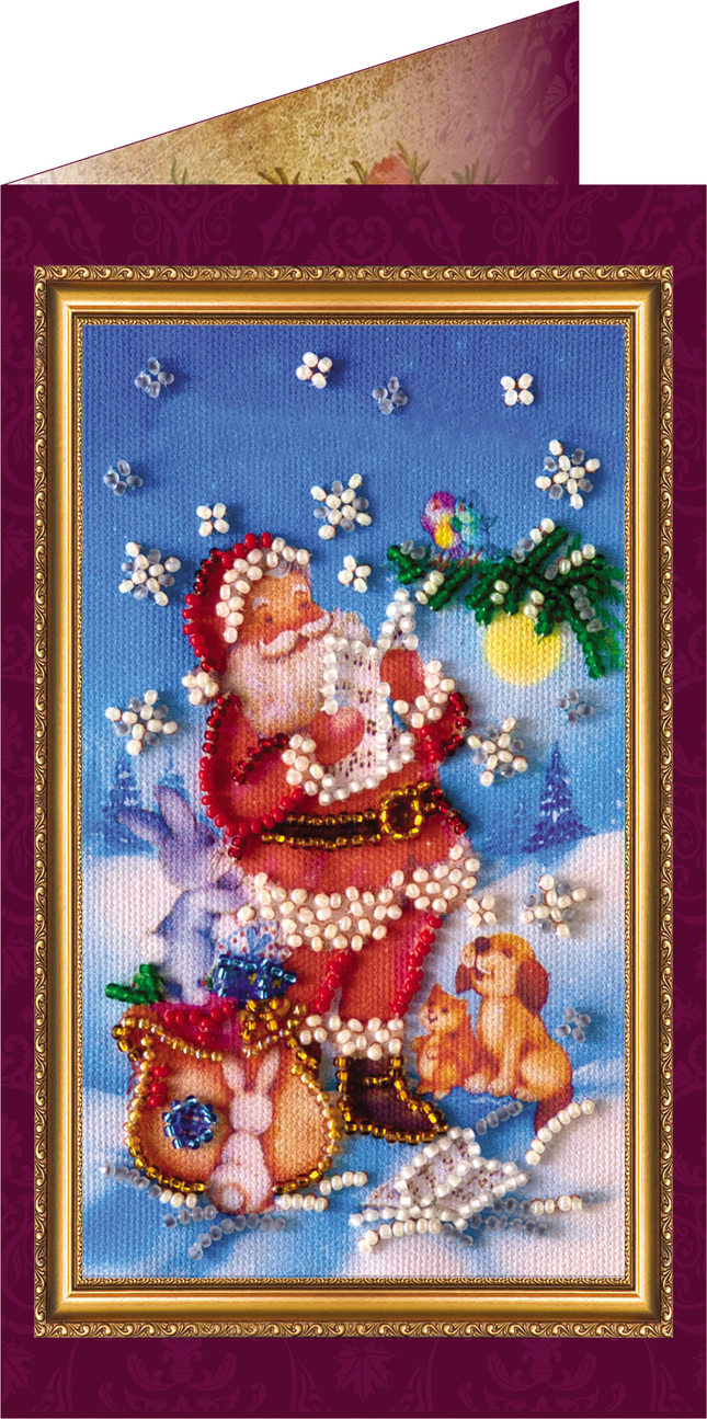 DIY Bead embroidery postcard kit "Happy New Year – 4"