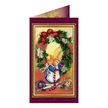 DIY Bead embroidery postcard kit "Merry Christmas – 1"