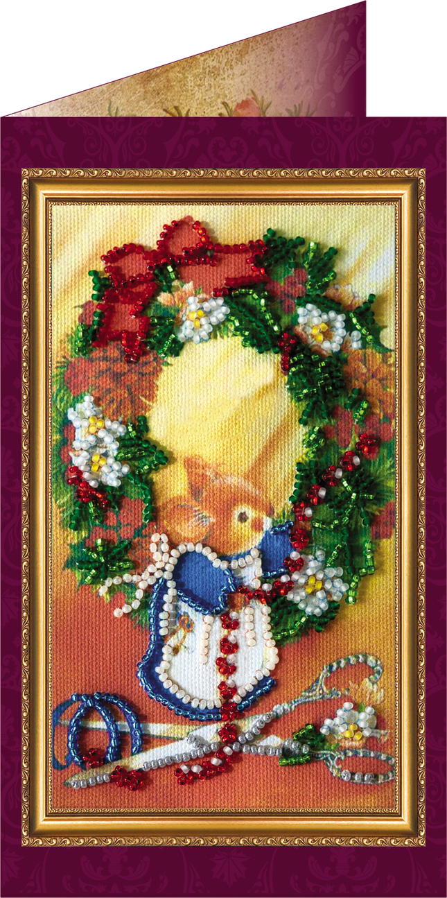 DIY Bead embroidery postcard kit "Merry Christmas – 1"