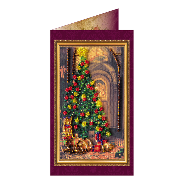 DIY Bead embroidery postcard kit "Happy Christmas – 1"