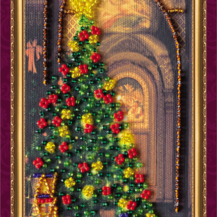 DIY Bead embroidery postcard kit "Happy Christmas – 1"