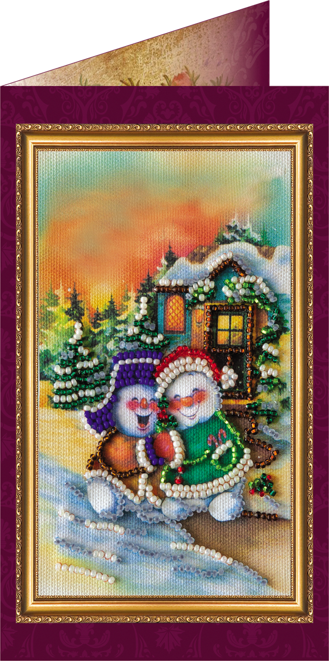 DIY Bead embroidery postcard kit "Funny Christmas – 1"