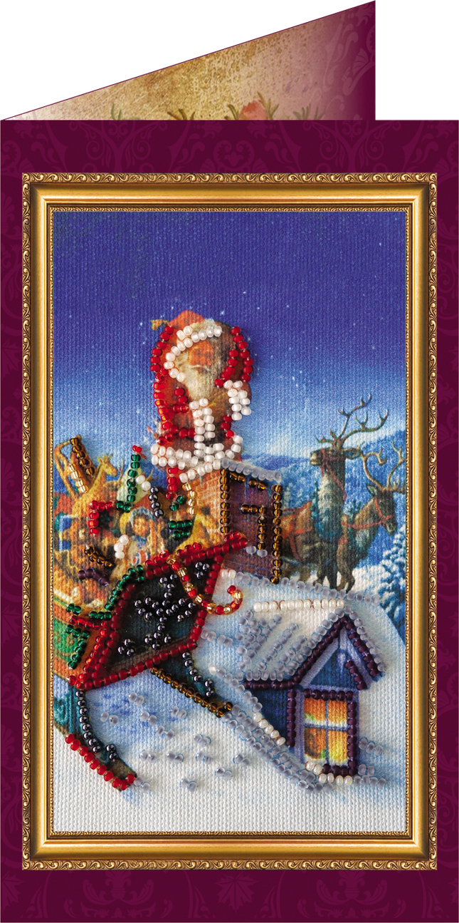 DIY Bead embroidery postcard kit "Happy New Year – 6"