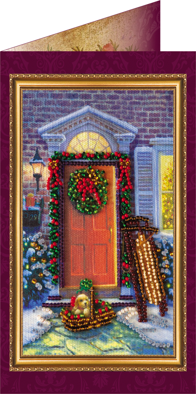 DIY Bead embroidery postcard kit "Funny Christmas – 2"