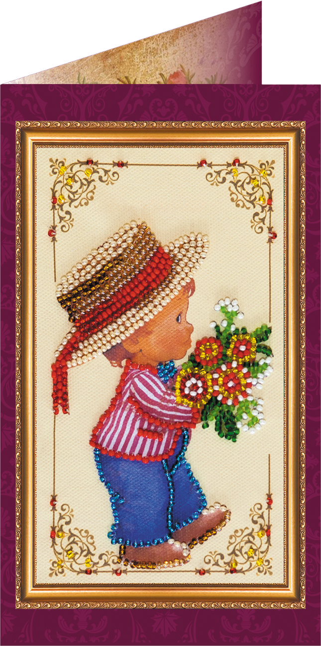 DIY Bead embroidery postcard kit "Congratulations – 7"