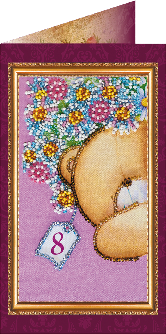 DIY Bead embroidery postcard kit "Happy 8th of March (Women's Day) – 2"