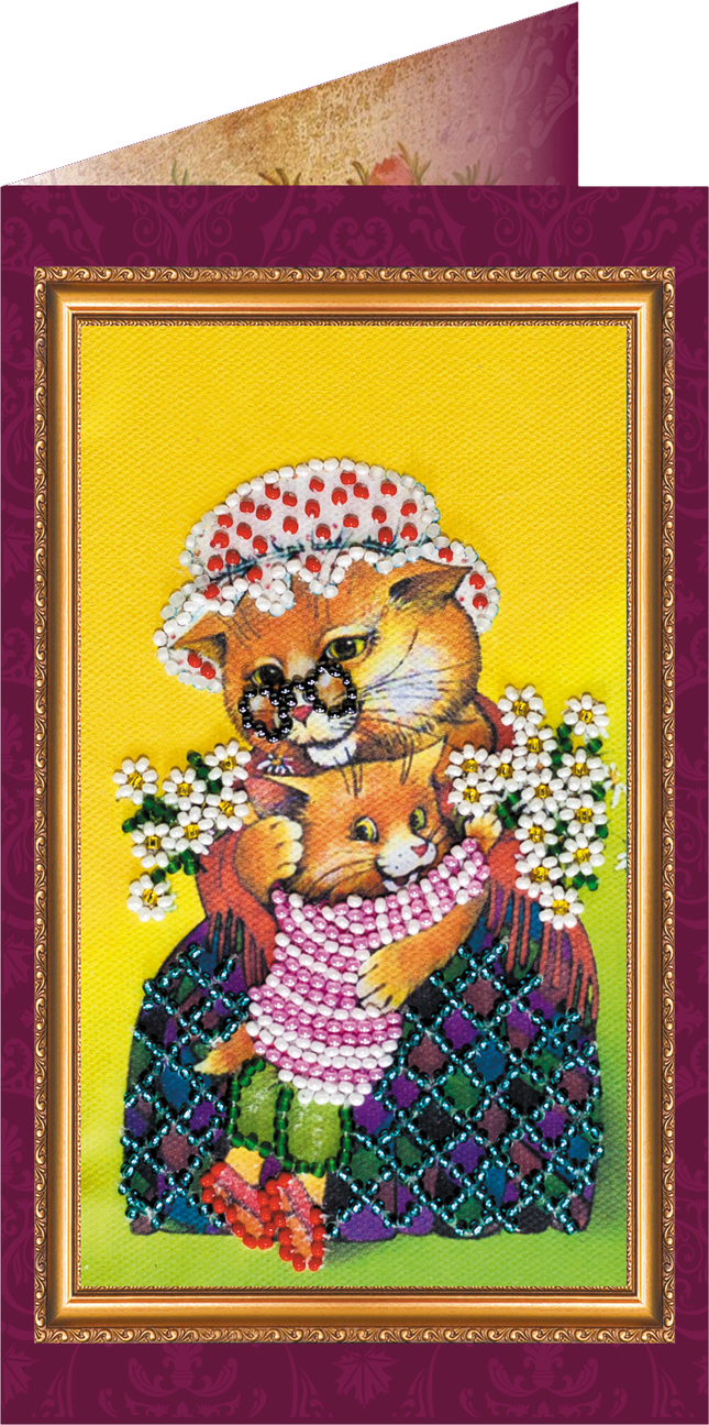 DIY Bead embroidery postcard kit "Dear Grandma – 1"
