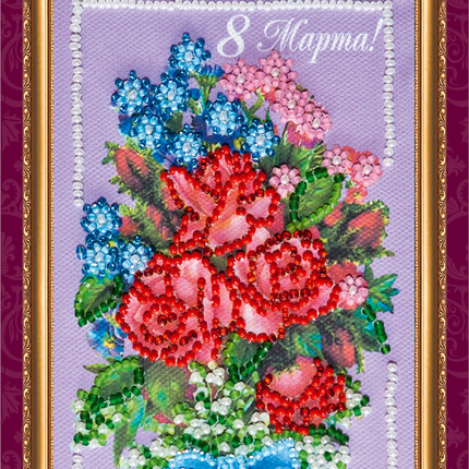 DIY Bead embroidery postcard kit "Happy 8th of March (Women's Day) – 5"