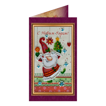 DIY Bead embroidery postcard kit "Happy New Year – 7"