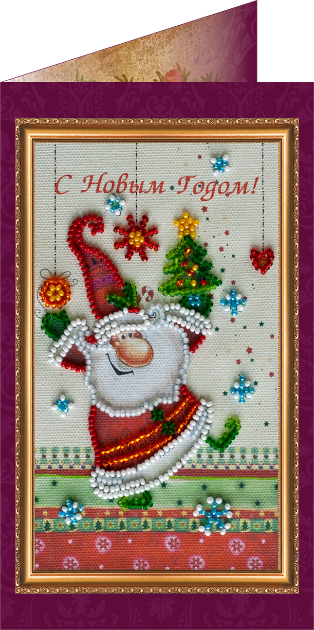 DIY Bead embroidery postcard kit "Happy New Year – 7"