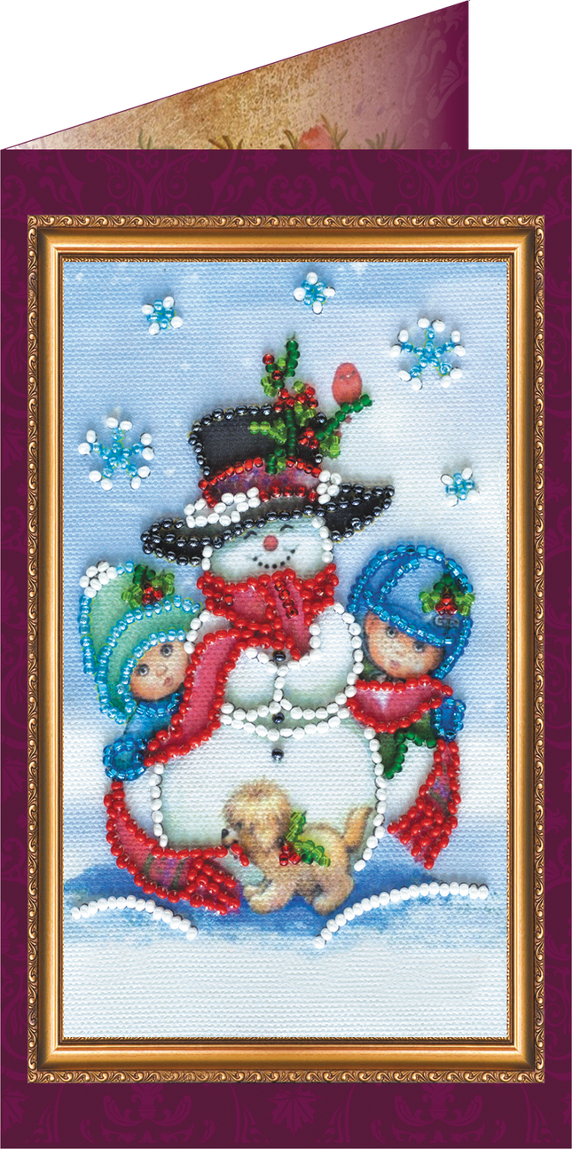 DIY Bead embroidery postcard kit "Happy New Year – 8"