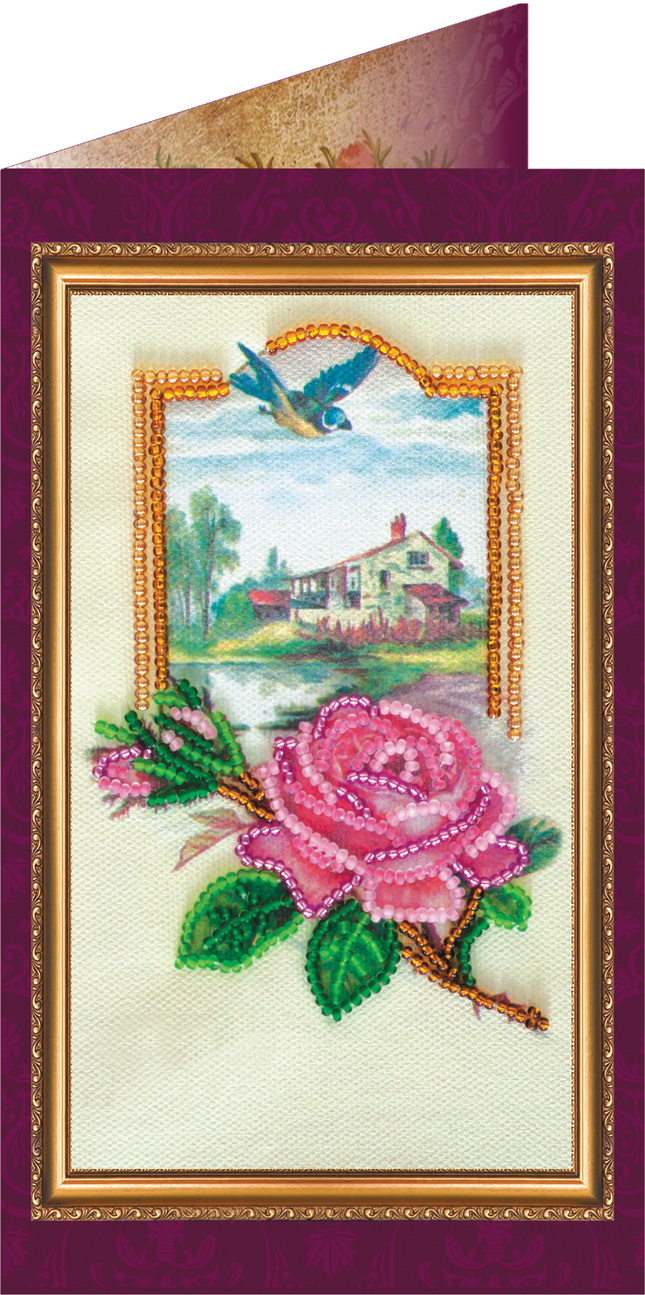 DIY Bead embroidery postcard kit "Congratulations – 10"