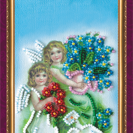 DIY Bead embroidery postcard kit "Happy Angel Day – 2"