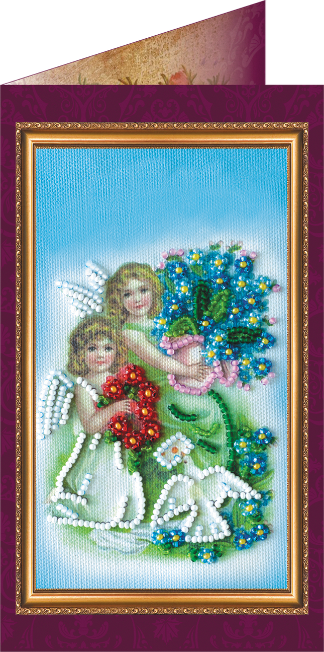 DIY Bead embroidery postcard kit "Happy Angel Day – 2"