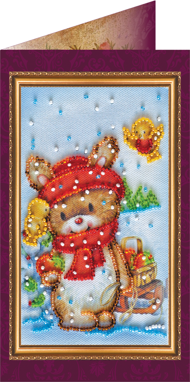 DIY Bead embroidery postcard kit "Happy New Year – 9"