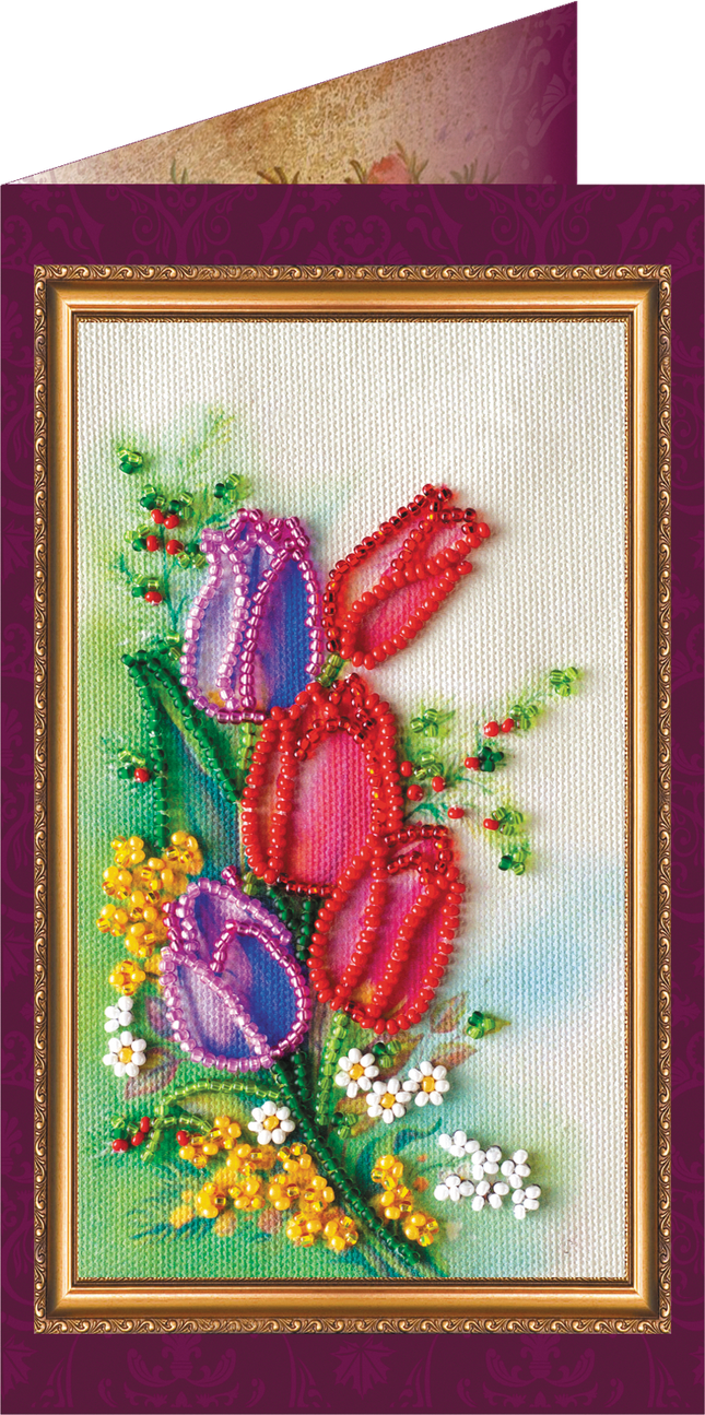 DIY Bead embroidery postcard kit "Happy 8th of March (Women's Day) – 9"