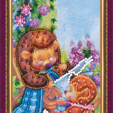 DIY Bead embroidery postcard kit "Dear Grandpa – 1"
