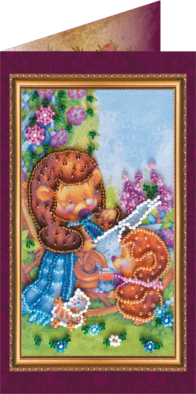 DIY Bead embroidery postcard kit "Dear Grandpa – 1"
