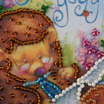 DIY Bead embroidery postcard kit "Dear Grandpa – 1"