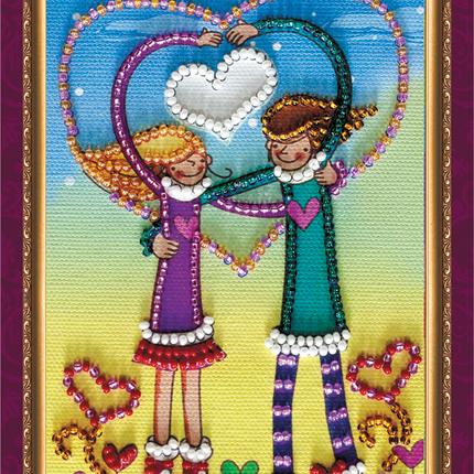DIY Bead embroidery postcard kit "Love you – 1"