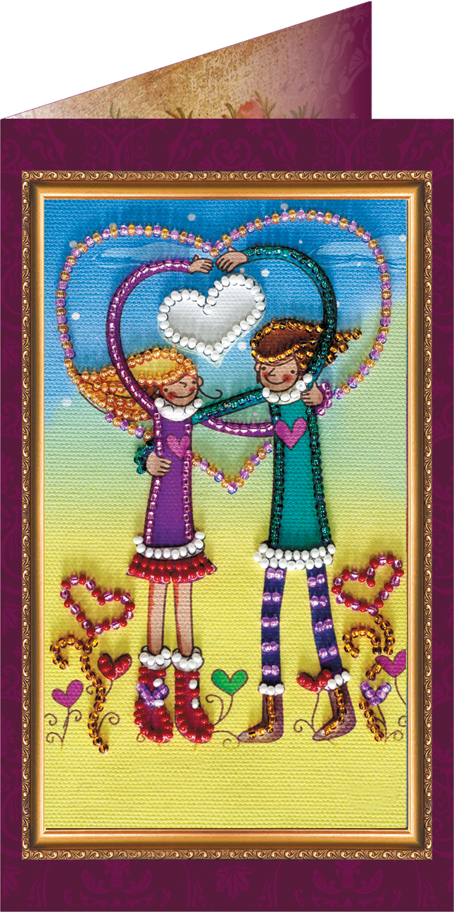 DIY Bead embroidery postcard kit "Love you – 1"