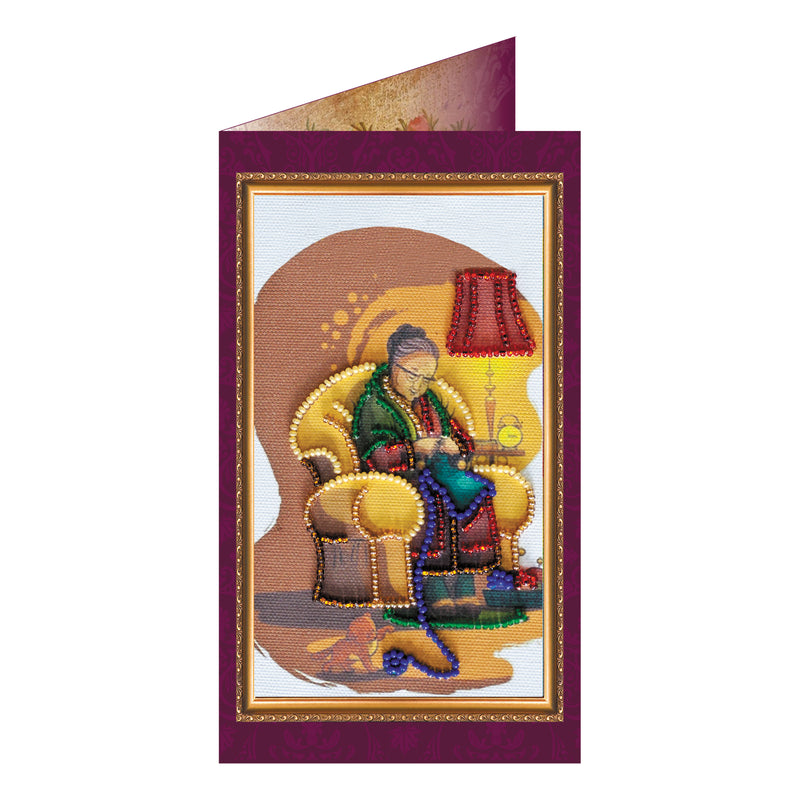 DIY Bead embroidery postcard kit "Dear Grandma – 2"