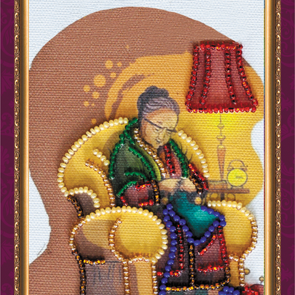 DIY Bead embroidery postcard kit "Dear Grandma – 2"