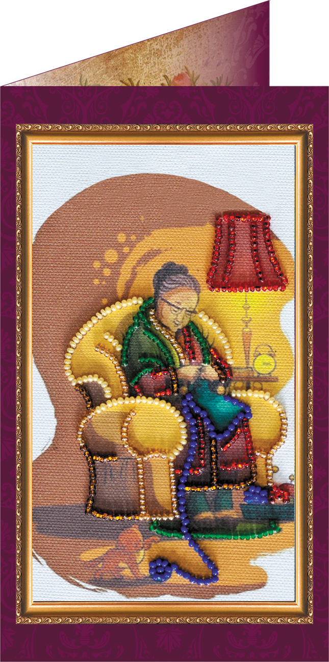 DIY Bead embroidery postcard kit "Dear Grandma – 2"