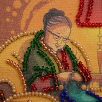 DIY Bead embroidery postcard kit "Dear Grandma – 2"