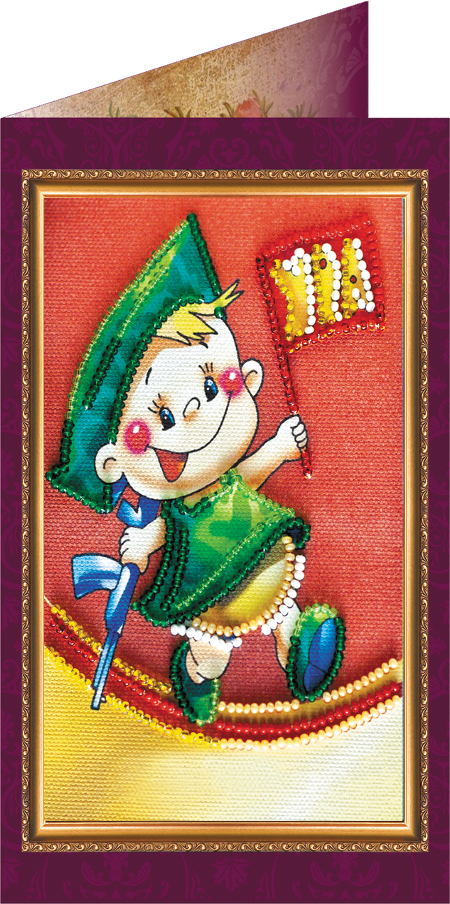 DIY Bead embroidery postcard kit "Man's man – 2"