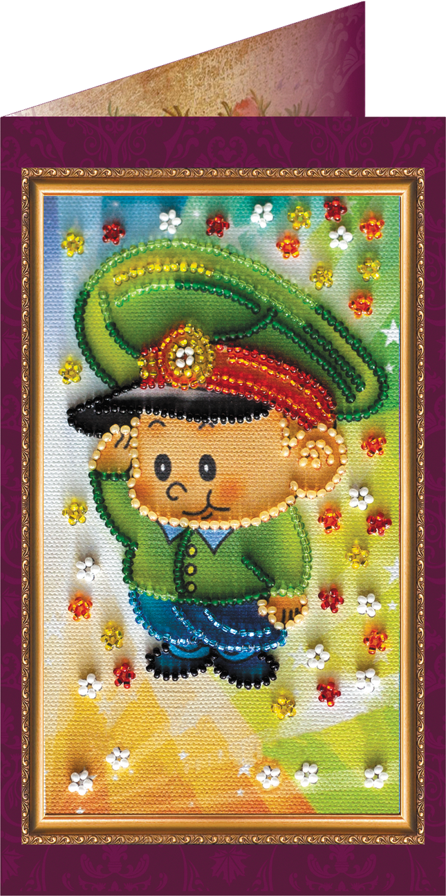DIY Bead embroidery postcard kit "Man's man – 3"