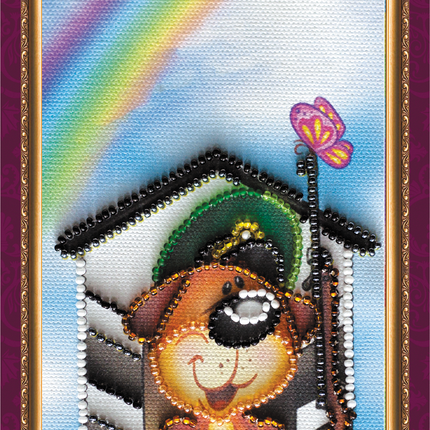 DIY Bead embroidery postcard kit "Man's man – 4"