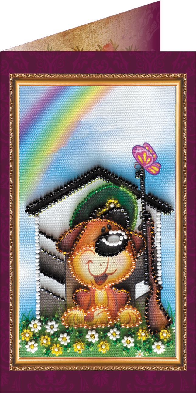 DIY Bead embroidery postcard kit "Man's man – 4"