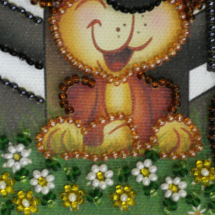 DIY Bead embroidery postcard kit "Man's man – 4"