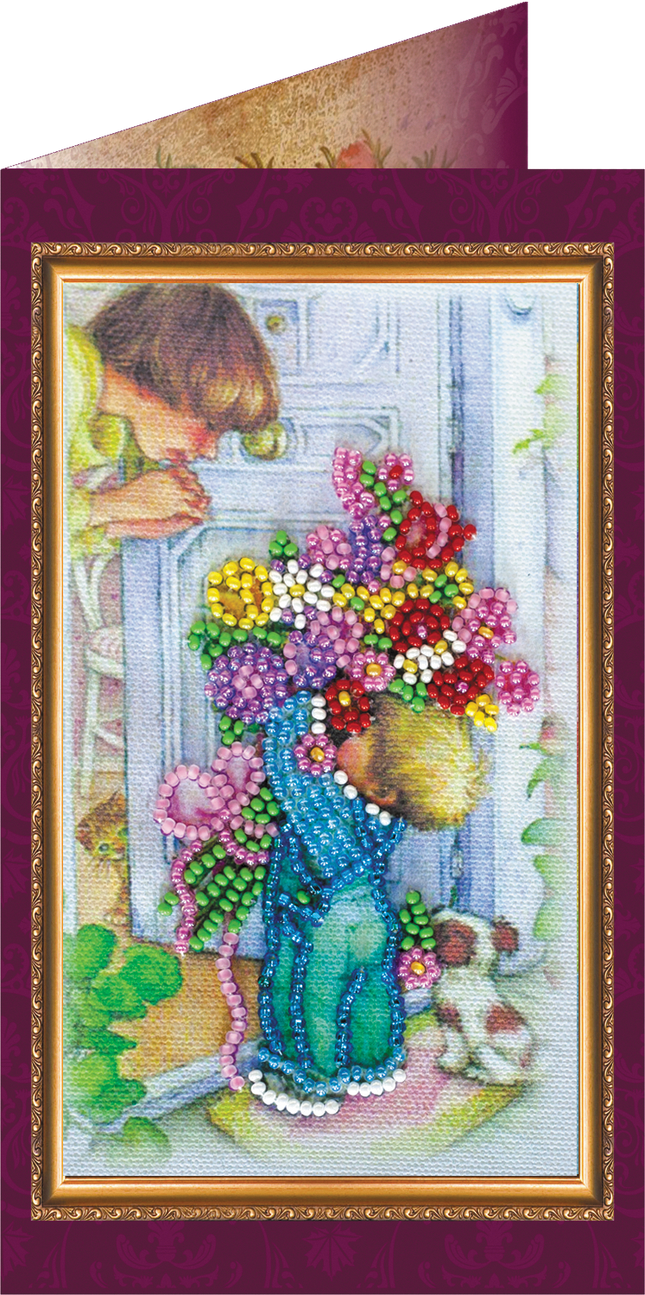DIY Bead embroidery postcard kit "Dear Mama – 2"