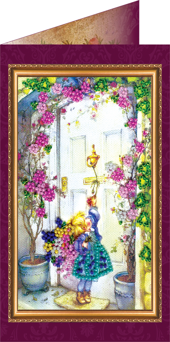 DIY Bead embroidery postcard kit "Best wishes"