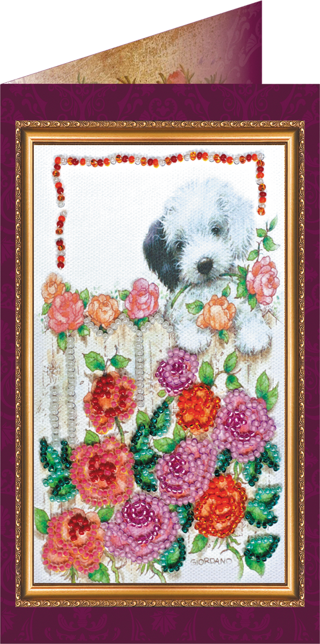 DIY Bead embroidery postcard kit "Miss you – 1"