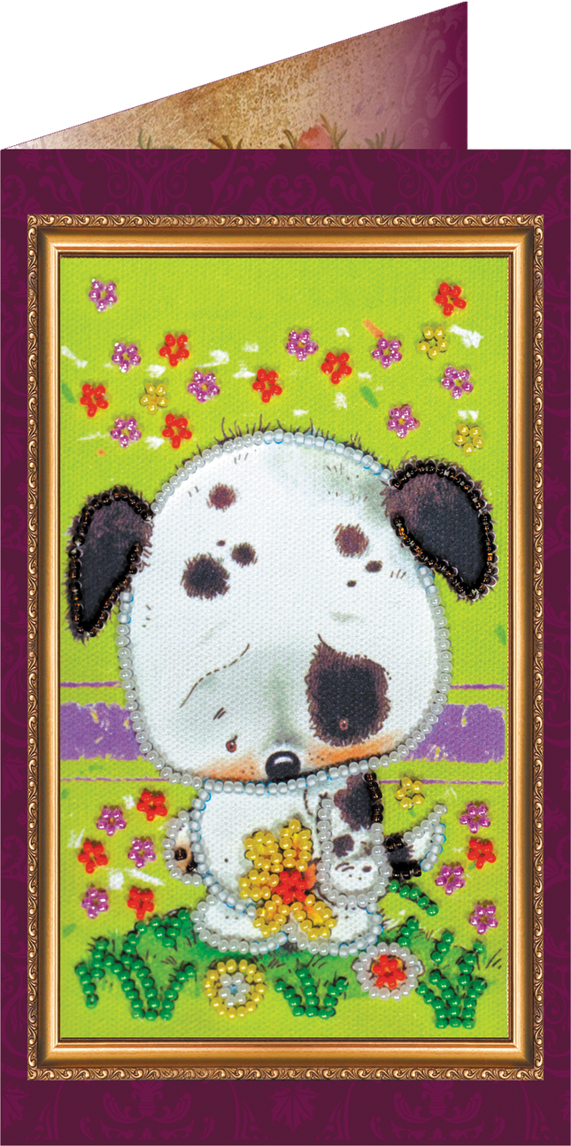 DIY Bead embroidery postcard kit "Miss you – 2"