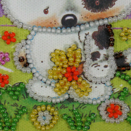 DIY Bead embroidery postcard kit "Miss you – 2"