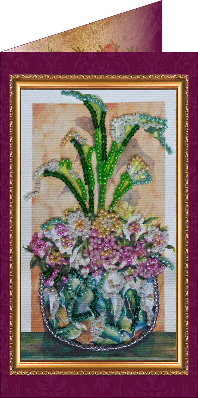 DIY Bead embroidery postcard kit "Flowers – 2"