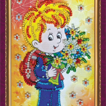 DIY Bead embroidery postcard kit "The Knowledge Day – 2"