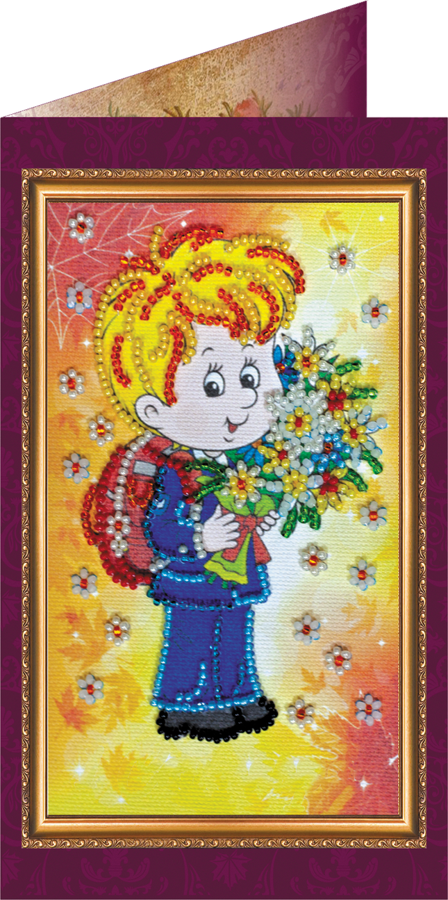 DIY Bead embroidery postcard kit "The Knowledge Day – 2"