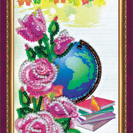 DIY Bead embroidery postcard kit "Best teacher – 2"