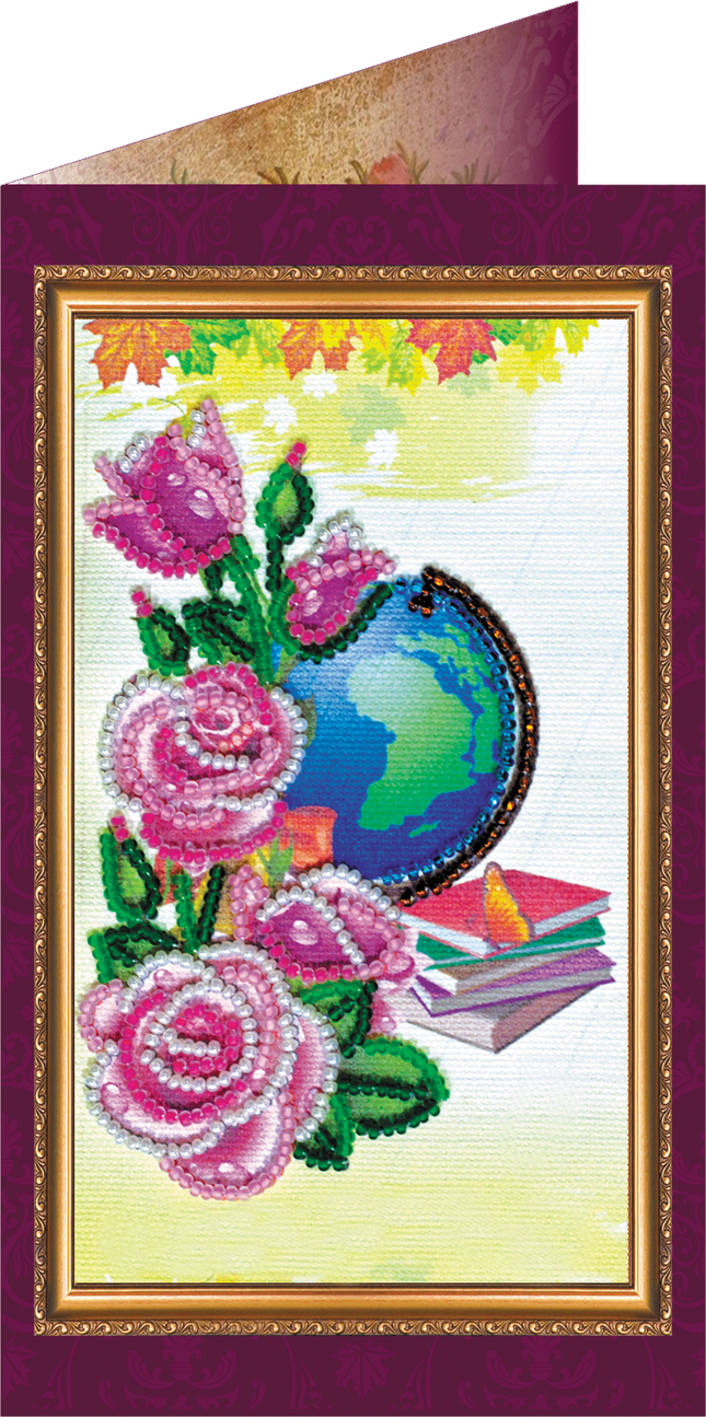 DIY Bead embroidery postcard kit "Best teacher – 2"