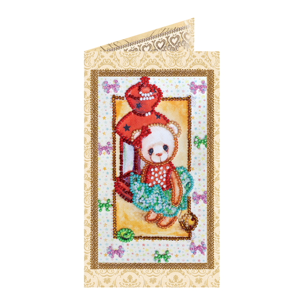 DIY Bead embroidery postcard kit "Teddy bear - 1"