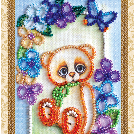 DIY Bead embroidery postcard kit "Teddy bear - 2"