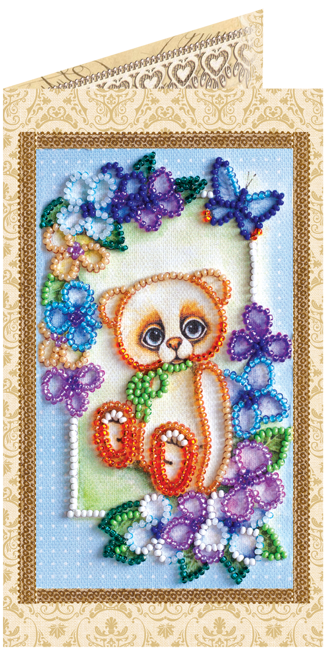 DIY Bead embroidery postcard kit "Teddy bear - 2"