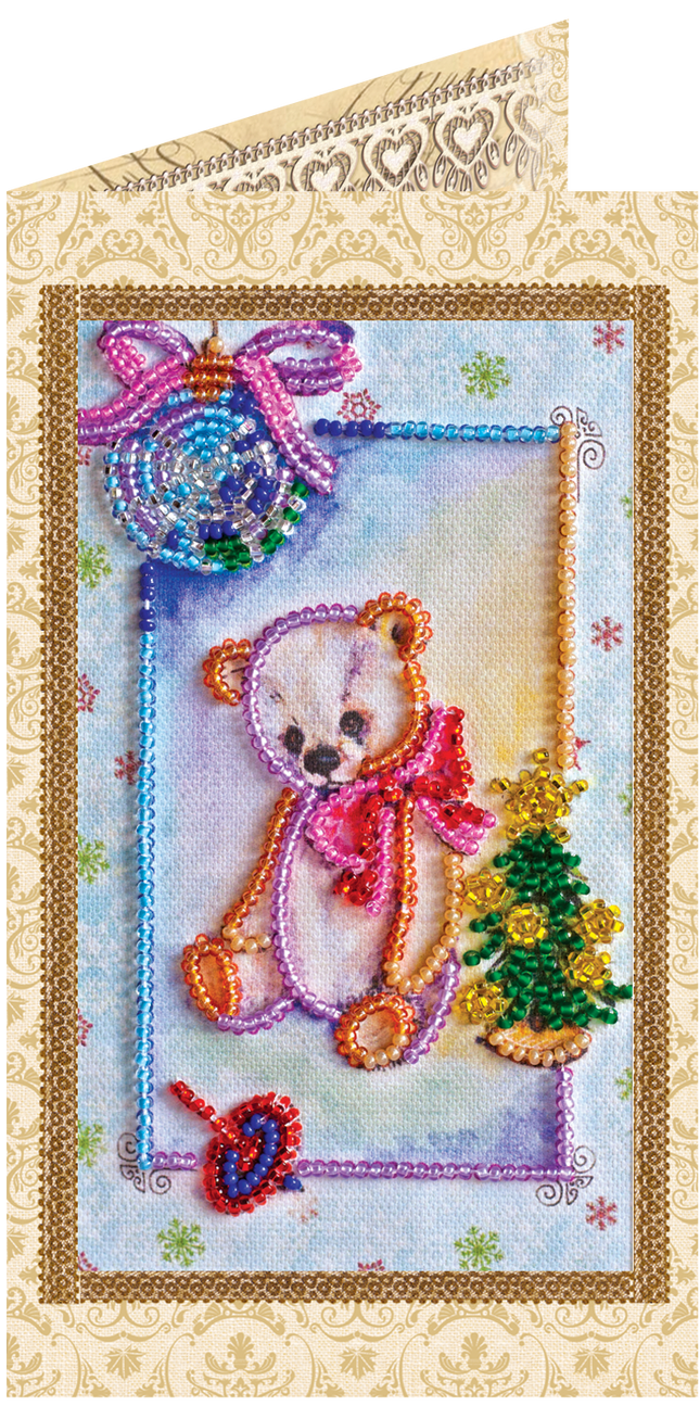 DIY Bead embroidery postcard kit "Teddy bear - 3"