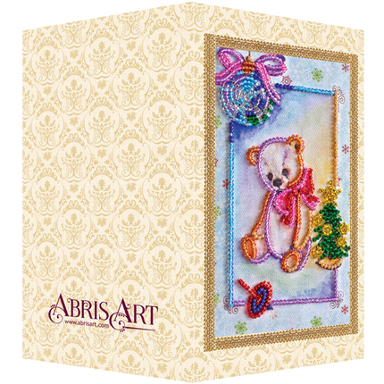 DIY Bead embroidery postcard kit "Teddy bear - 3"