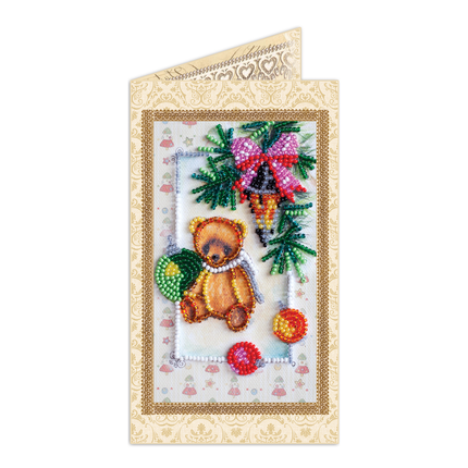 DIY Bead embroidery postcard kit "Teddy bear - 4"
